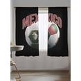 thumbnail image 5 of Sheer Curtains 63 inches Long, Mexico Football Eagle Head Gold Crown Spain Ball Light Filtering Sheer Window Curtains Rod Pocket Voile Drapes for Bedroom Living Room, 52"W x 63"L 2 Panels, 5 of 7