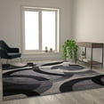 thumbnail image 3 of BizChair Geometric 8' x 10' Black and Gray Olefin Area Rug with Jute Backing, Living Room, Bedroom, 3 of 10