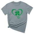 thumbnail image 5 of Puntoco Short Sleeve Women Tops ,Womens St Patrick'S Day T-Shirt Love Heart Shirts Short Sleeve Valentine'S Day Crewneck Colorful Heart Graphic Tees Tops Gray 8(L), 5 of 6