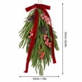 thumbnail image 3 of Christmas Teardrop Swag Decorations, 21" Christmas Teardrop Wreath Artificial Pine Needle Berries Hanging Decor, Red Velvet Bow Swag Wreath for Front Door Mantle Wall Indoor Home Decor, 3 of 6