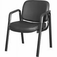 thumbnail image 6 of Lorell LLR84594 Deluxe Leather 4-Leg Guest Chair with Armrest Leather & Plywood Back - Black, 6 of 7