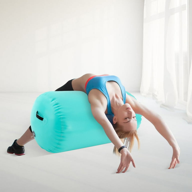 GBVUGY Air Tumbling Mat Tumble Track With Electric Pump,Inflatable Gymnastics Barrel Roller For Home Use,Gym Training,Cheer Leading,Yoga (blue-23.6inch*39.4inch