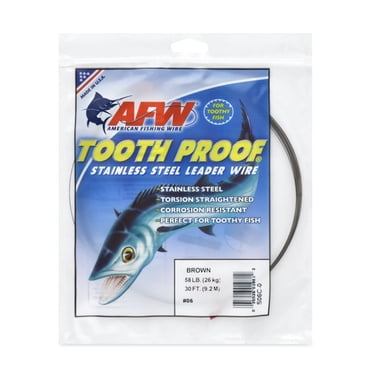 AFW TOOTH PROOF STAINLESS STEEL LEADER-Single Strand Wire-44LB Test