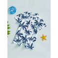 thumbnail image 3 of aturustex Little Boys Rash Guard Swimsuit Set 0-3T Toddler Coconut Tree Print Bathing Suits Infant Baby Short Sleeve Jumpsuits Crew Mock Neck Zipper Rily Summer Outfits for Holiday Swim Pool, 3 of 7