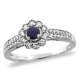 thumbnail image 1 of 14K White Gold Natural Blue Sapphire Engagement Ring Round 4 mm, size 8, 1 of 1