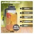 thumbnail image 2 of Cold Brew Coffee Maker, 64oz Mason Jar Iced Tea Infuser - Wide Mouth Glass Pitcher with Stainless Steel Filter & Pour Spout Lid for Lemonade & Fruit Drinks, 2 of 4