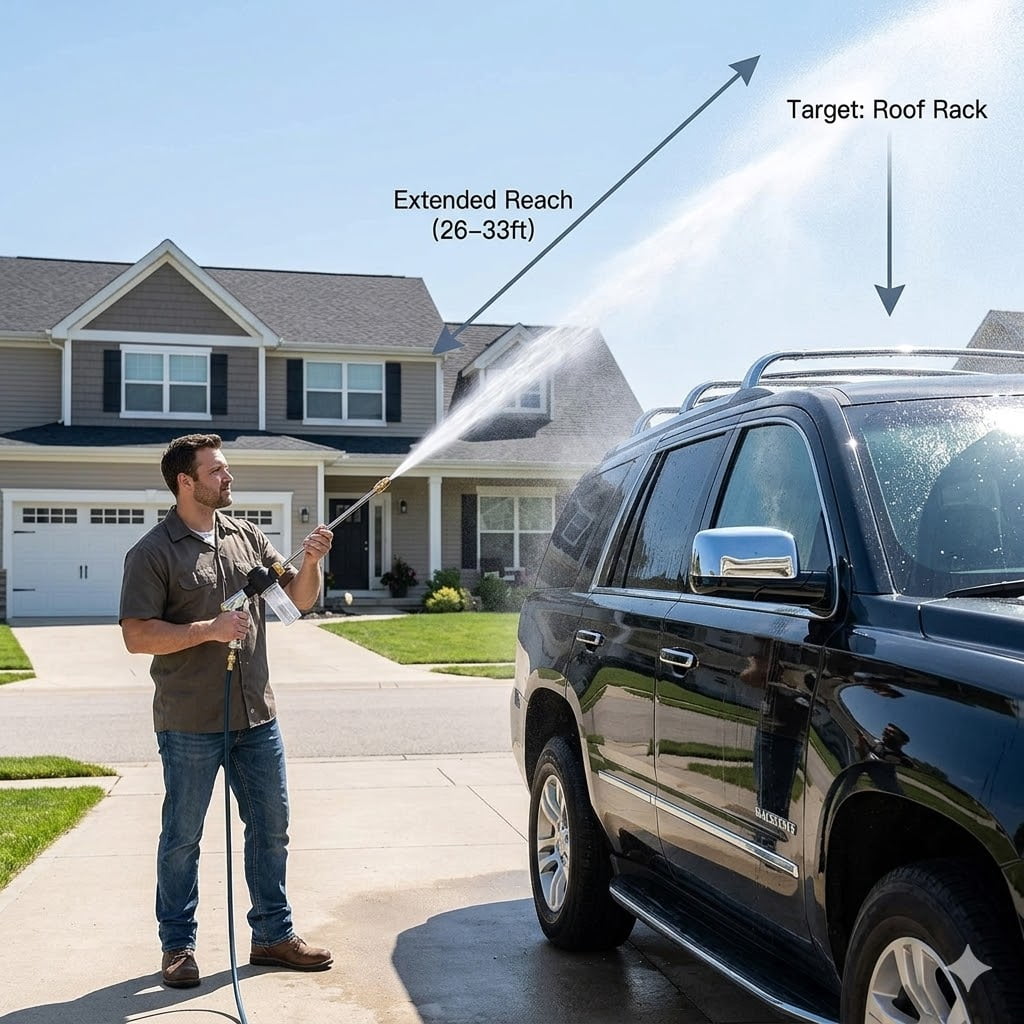 Turn Any Hose into a High Pressure Water Cleaning Jet, 2026 New Heavy Duty Garden Hose Nozzle, Multi Function Lawn Garden Watering Sprayer for Car Patio Garden Yard Cleaning