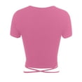 thumbnail image 5 of Mittory Women Sexy Deep V Neck Crop Top Slim Fitted Bandage Wrap Tie Side Short Sleeve Cropped Shirts Clubwear, 5 of 5