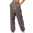 thumbnail image 2 of WTXUE Womens Jogger Pants, Sweatpants Women's Thin High Waisted Loose Comfortable High Waisted Jogging Pants With Pockets Casual, Scrub Pants Slacks, 2-Brown, 2 of 9