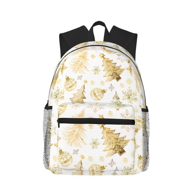 Disketp Gold Christmas Tree Mochila Ligera Clásica con Múltiples Bolsillos, Mochila Casual para Hombre y Mujer, Ideal para Escuela, Trabajo y Viajes