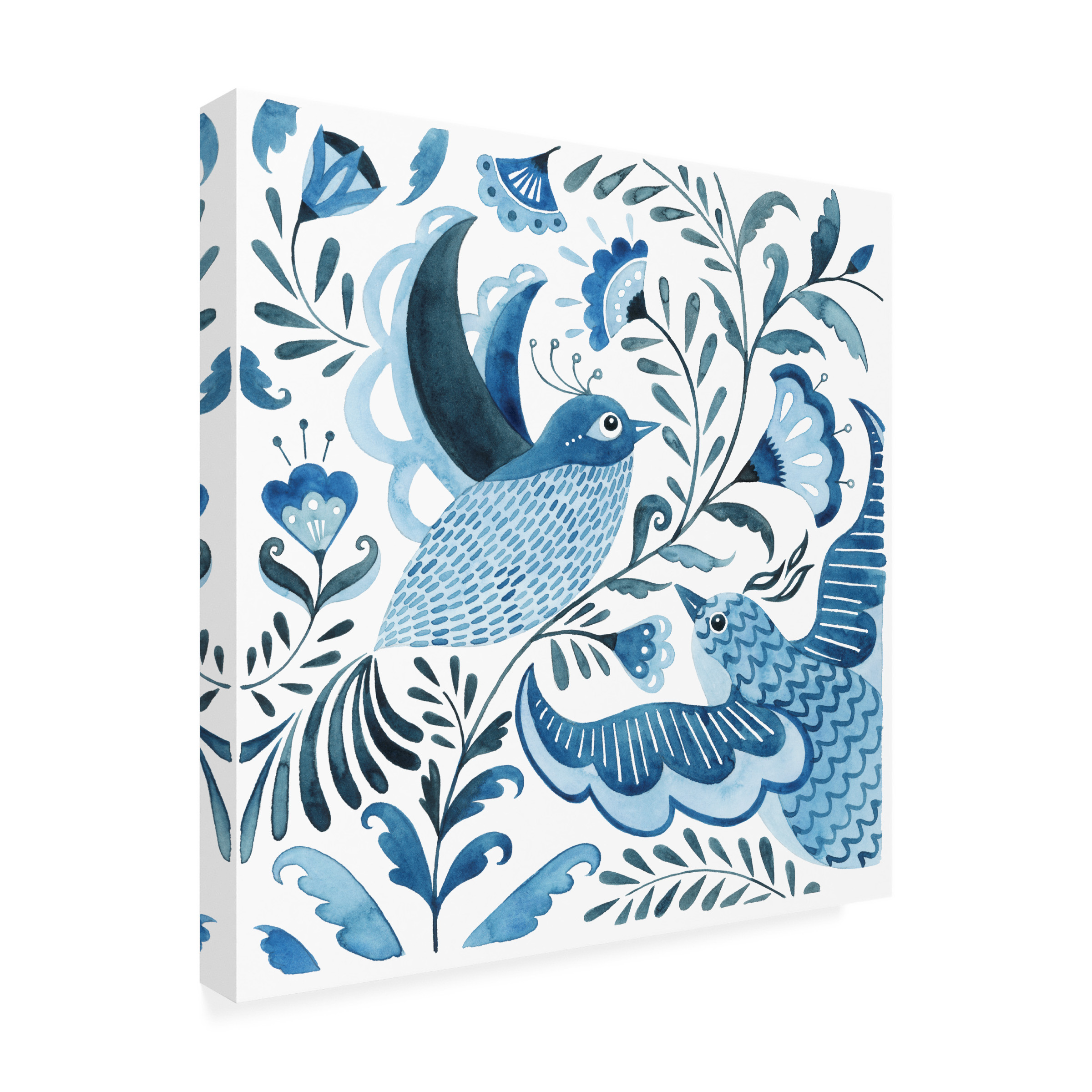 Grace Popp 'Blue Bird Folk I' Canvas Art