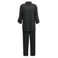 thumbnail image 2 of HJYCHN Women's Casual Pants Suit Set 2 Piece Trousers Outfit with Shirt for Daily Wear Outfits Black S, 2 of 6