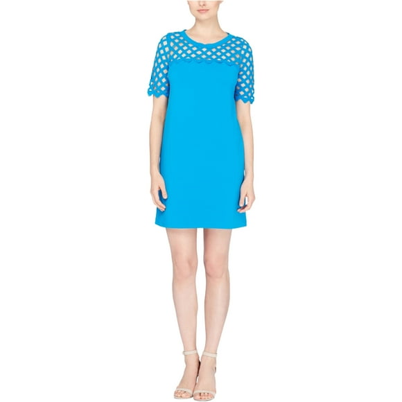 Catherine Malandrino Womens Lattice Trim Shirt Dress, Blue, Medium