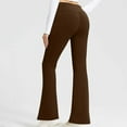 thumbnail image 2 of QATAINLAV Womens Leggings with Pockets High Waist Casual Bell Bottom Bootcut Leggings Gym Tummy Control Flare Yoga Pants, Brown, M, 2 of 8