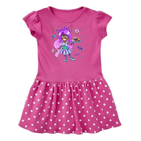 

Inktastic Girl with Purple Hair Donuts and Candy Gift Toddler Girl Dress