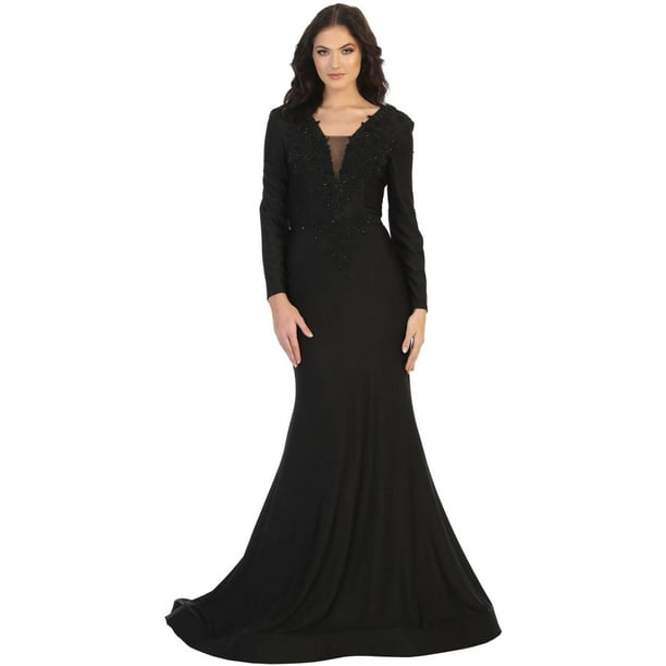 Plus size long sleeve hotsell formal gowns