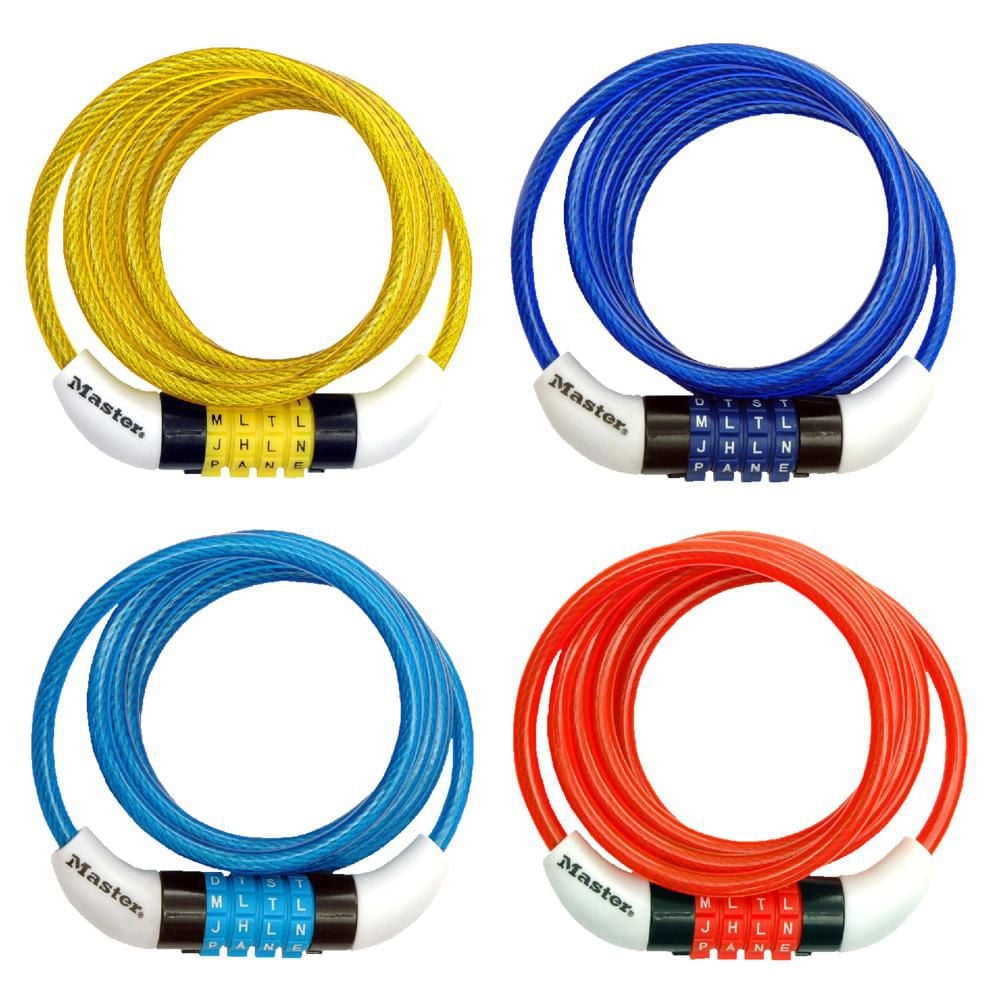 Master Lock 8152DASTWD 5ft Combination Cable Lock in Assorted Colours, Master Lock 8152DASTWD Word Combination Cable Lock