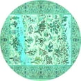 thumbnail image 1 of Ahgly Company Indoor Round Animal Turquoise Blue Traditional Area Rugs, 6' Round, 1 of 4
