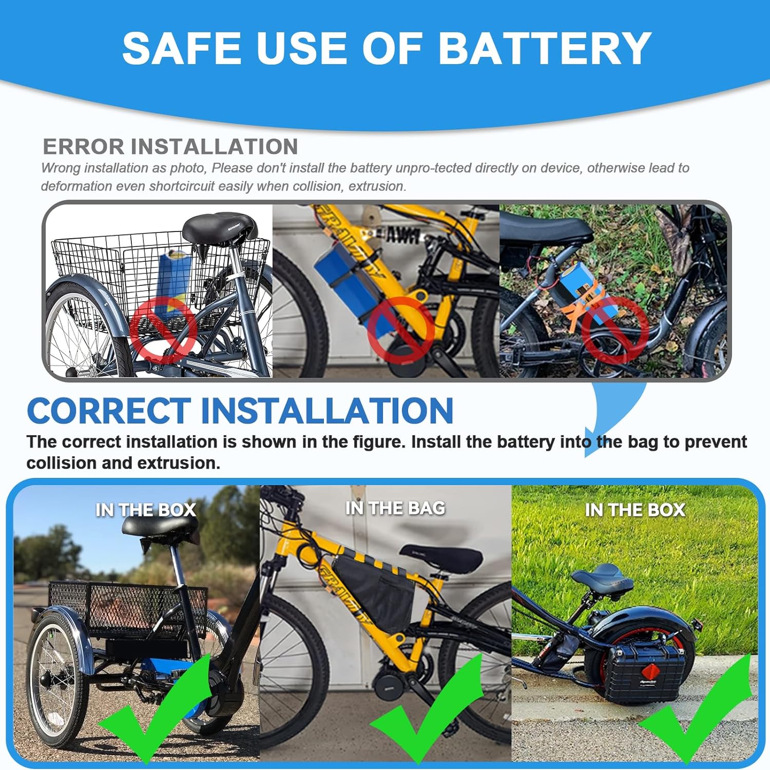 Ebike Battery 36V 16AH Lithium Battery Pack with 30A BMS for Electric Scooter Bicycles Motorcycle