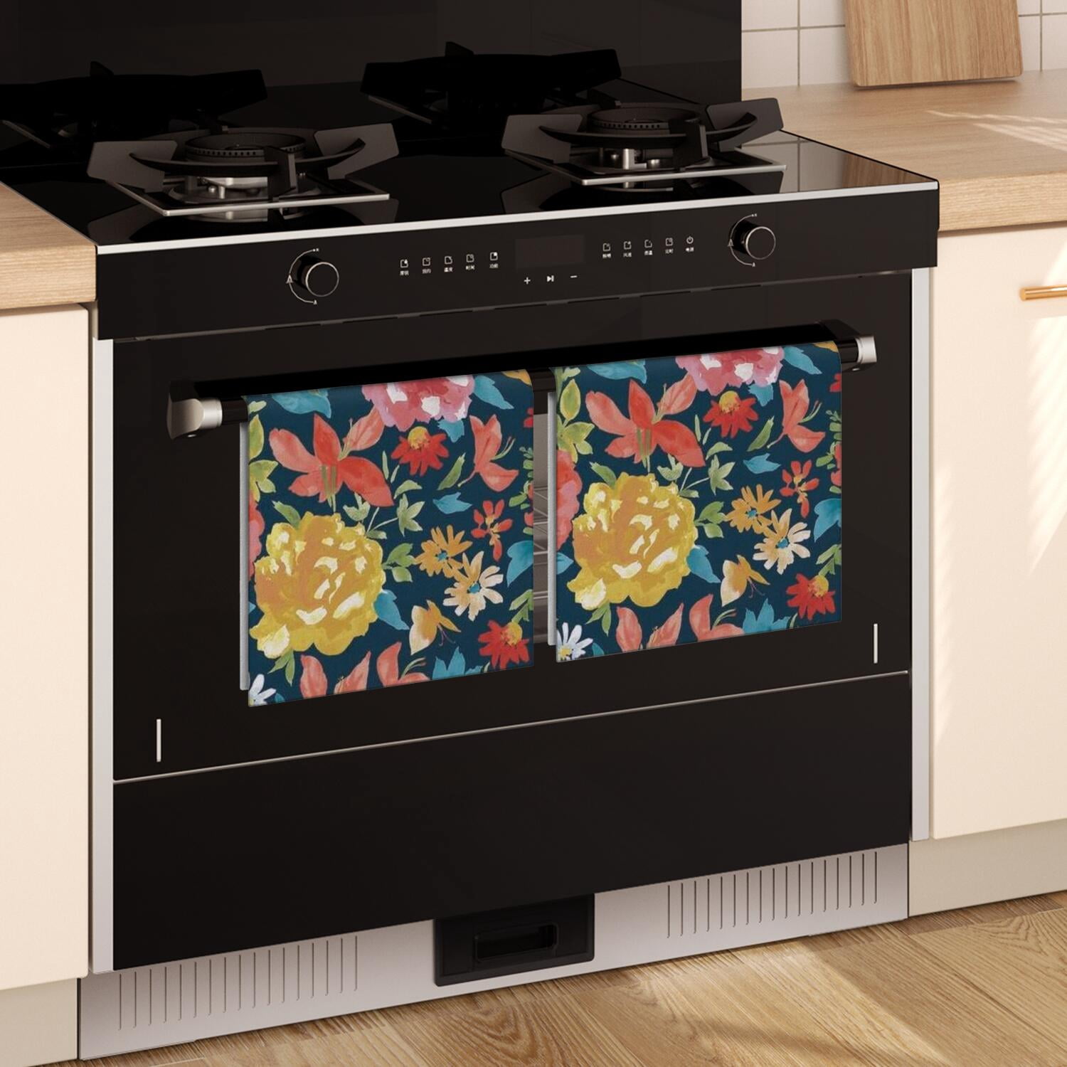 6 Pcs Funny Kitchen Towels,Pioneer Flower Floral Print Pattern Microfiber Dish Towels,Kitchen Tea Towels,Kitchen Towel Set (18" X 26")