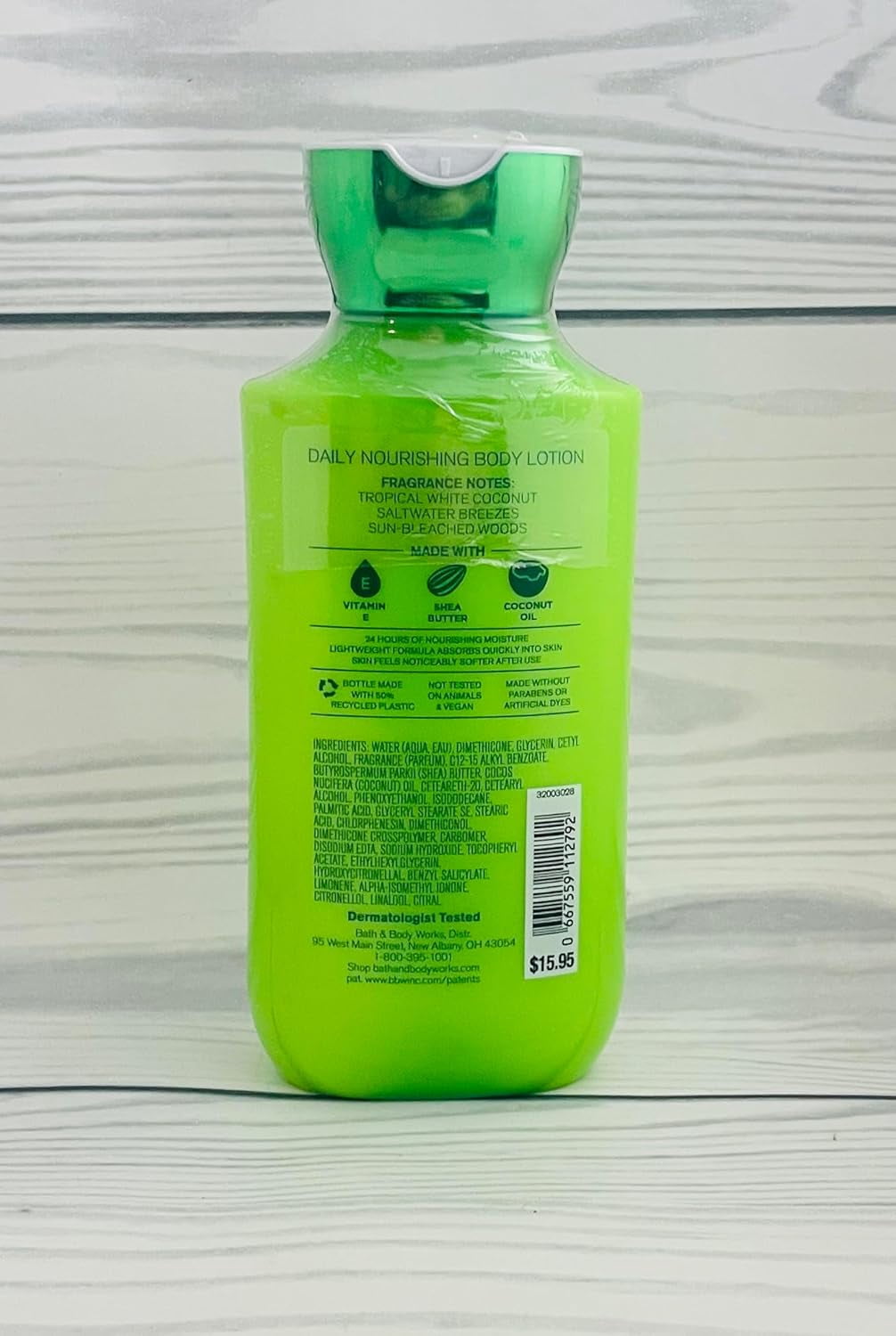 Bath & Body Works Shea & Vitamin E Body Lotion Waikiki Beach Coconut 8oz (3 Pack)