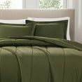 thumbnail image 3 of Brooklyn Loom Solid 100% Cotton Percale Olive Green 3-Piece Full/Queen Comforter Set, Solid Casual themed, Adult Bedding, OEKO-TEX Certified, 3 of 9