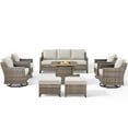 thumbnail image 3 of PARKWELL 8 Piece Outdoor Patio Furniture Set with Fire Pit Table,All-Weather Conversation Set with 4-Inch Thick Cushions,4 Swivel Glider Chair,9-Seat Furniture Sets for Deck, Backyard,Gray/Beige, 3 of 13
