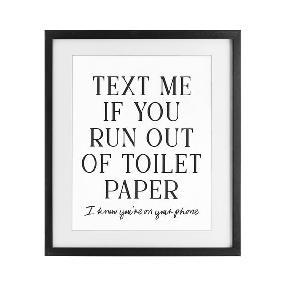 Stupell Industries Eclectic Funny Bathroom Texting Black Framed Print Under Glass, 13 x 16, by Lettered and Lined