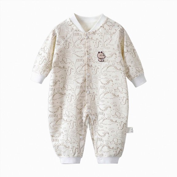 BOBOGOJP Unisex Baby Clothes for Boys Girls Cotton Newborn Girl Boy Onesie Infant Long Sleeve Romper Cute Newborn Outfit Beige for Size 3-6 Months