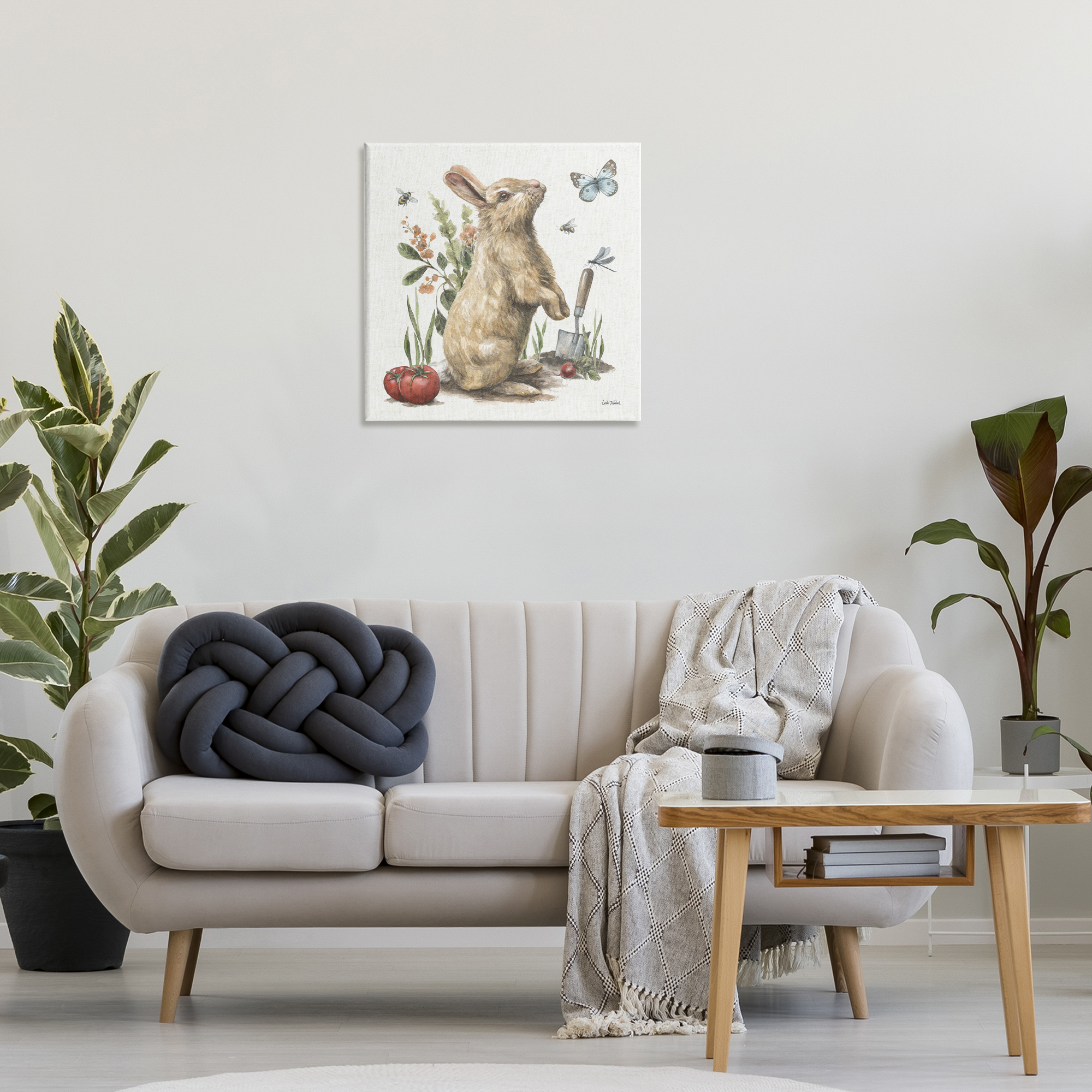 Stupell Industries Garden Patch Rabbit Animals & Insects Painting Gallery Wrapped Canvas Art Print Wall Art, 24 x 24