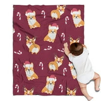 Christmas Corgi Blanket,Comfortable Soft Flannel Throw Blanket,All Season,Warm Lightweight Blankets for Sofa Bed Couch Living Room Chair,30"x40"