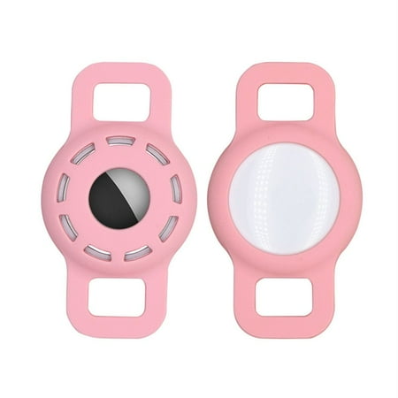 New Silicone Dog Cat Collar GPS Finder For Apple Badges Airtags Air Tag Holder Pets Anti-lost Locator Sleeve Airtag Protective Case Tracker Protector Cover PINK