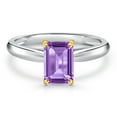thumbnail image 3 of Gem Stone King 925 Silver and 10K Yellow Gold Purple Amethyst Engagement Ring for Women | 0.95 Cttw | Octagon 7X5MM | Gemstone February Birthstone | Size 9, 3 of 6