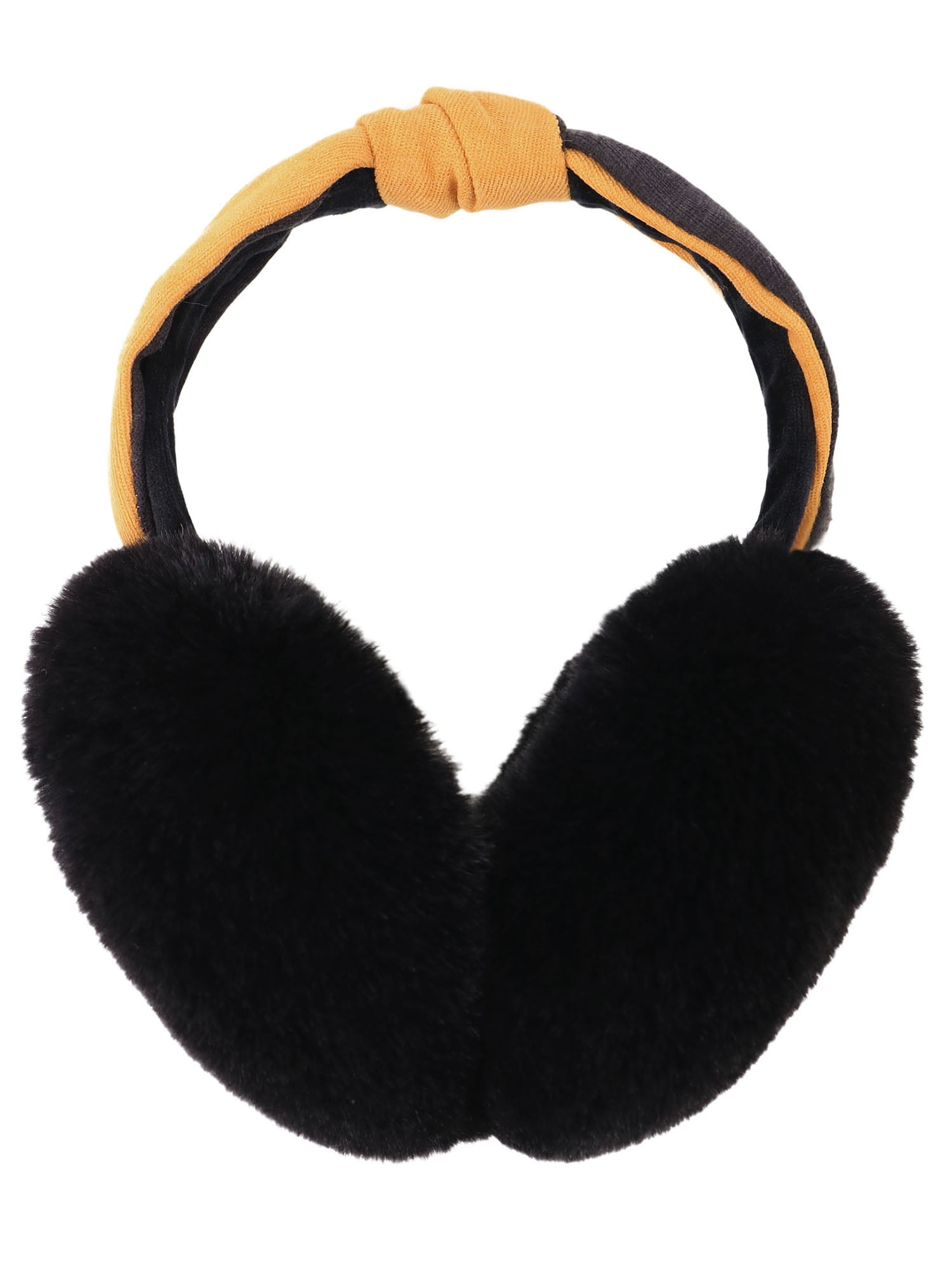 Winter Soft Faux Fur Earmuffs Cute Ear Warmer for Women, 1black