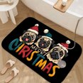 thumbnail image 3 of 1pc Three Pug Dogs Wearing Santa Absorbent Non-Slip Bathroom Thickened Flannel Rug Decor,Soft,Quick Drying,Suitable For Indoor/outdoor Use,Bathrooms,Bedrooms,Kitchens,Terrace,Laundry Rooms,16"x24", 3 of 9