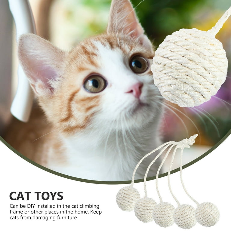 10Pcs Cat Toys Cat Climbing Frame Sisal Hemp Balls Cat Self entertainment Beige