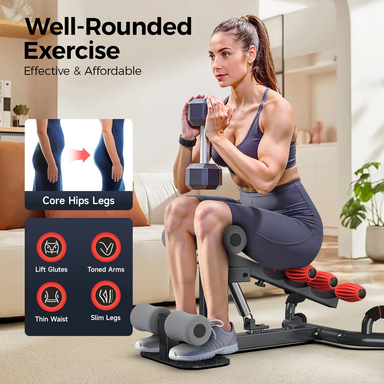 Lnow Adjustable Glutes Trainer & Deep Squat Machine - Core Leg Strengthener for Gym Workouts