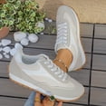 thumbnail image 4 of Tennis Shoes Womens Fashion Color Block Sneakers Lace up Classic Retro Trainers Skate Shoes Nonslip Thick Sole Running Shoes Beige Size 6.5, 4 of 8