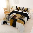 thumbnail image 3 of Castle Fairy Mid Century Textured Square Queen Comforter Set 3 Pieces,Abstract Graffiti Comforter Sets Queen,Gold Black Ivory,Reversible,1 Comforter and 2 Pillowcases, 3 of 6