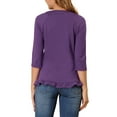 thumbnail image 3 of INSPIRE CHIC Women's V Neck Tiered Lace Ruffle 3/4 Sleeve Boho Layered Blouse Purple XL, 3 of 6