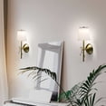 thumbnail image 2 of Home Decor Collection Sterling & Noble Home Cordless Brass Wall Sconce with Scallop Shade and Remote, 13.07", 2 of 16