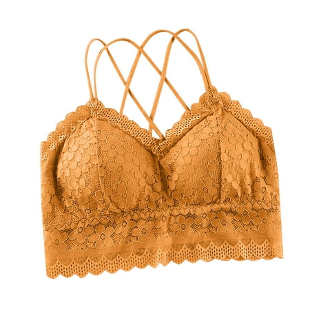 LARUYEKO Fashion Women s Sleeveless Floral Lace Bra Padded Tank Tops Spaghetti Strap Bralette Top Underwear Too Pack Women Camisoles Womens Tops plus Size Packs Tops for Women Lace Padded Tops for