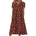 thumbnail image 1 of Robe d'Été à Fleurs pour Femmes, Robe d'Été Décontractée Imprimée à Col en V à Manches Courtes, Robe d'Été pour Femmes avec Manches, Robe d'Été avec Manches pour Femmes, Sandales pour Femmes, Taille 8, 1 of 6