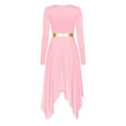 thumbnail image 4 of TiaoBug Women's Metallic Praise Lyrical Dance Costume Liturgical Worship Tunic Irregular Hem Dance Dress Pink S, 4 of 7