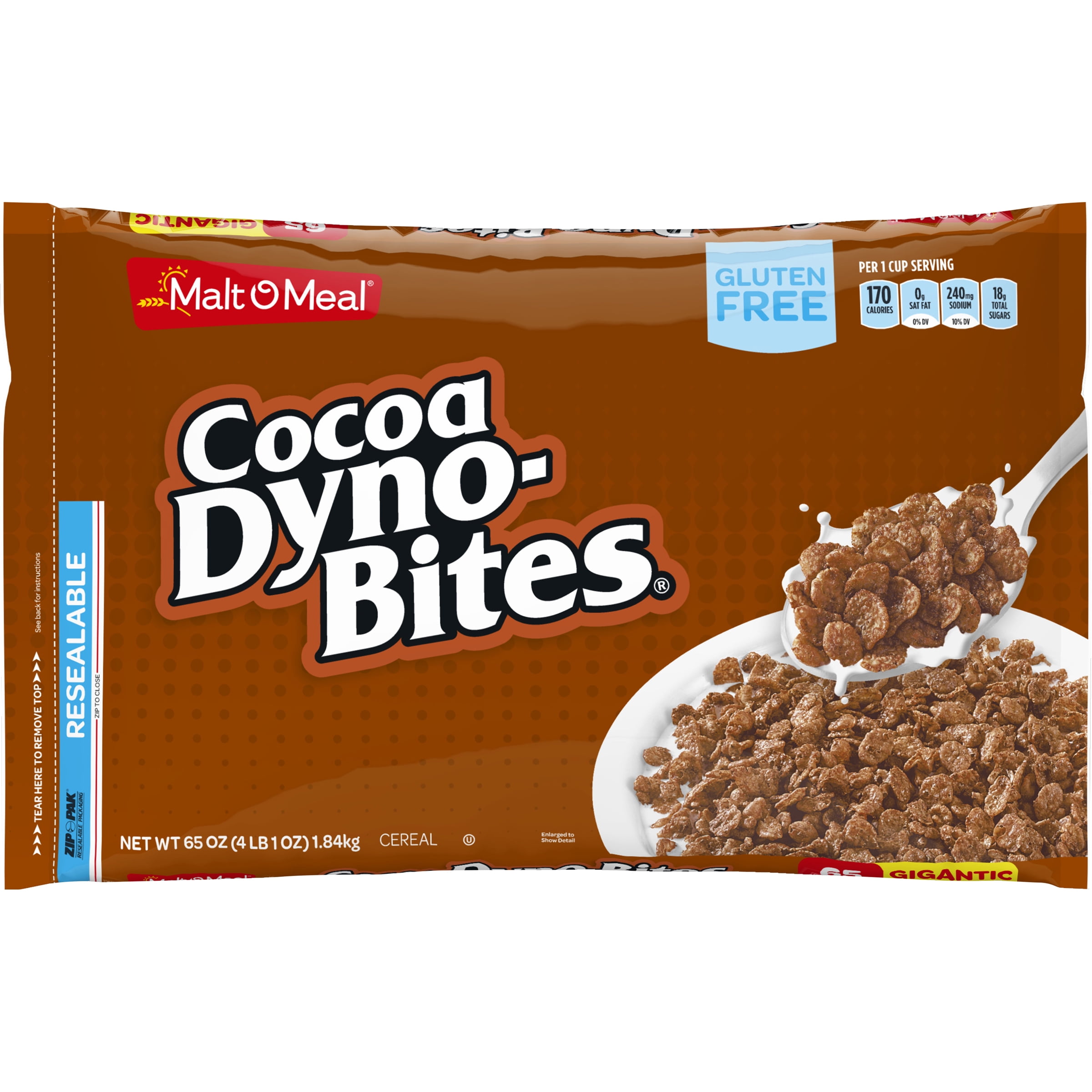 MaltOMeal Gluten Free Breakfast Cereal, Cocoa DynoBites, 65 Oz Bag
