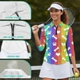 thumbnail image 6 of Uorisanigo Rainbow Dog Paws Women's 3/4 Sleeve Golf Top Size XL Comfortable Polyester Spandex Fabric Athletic Polo Workout Tops Relaxed Quick Dry Tennis Tops with Zipper Neck, 6 of 7