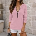 thumbnail image 6 of Oiangi Women's Half Zip Long Sleeve Shirts Crewneck Fashion Streetwear Pullover Tops for Fall Winter Pink M, 6 of 8