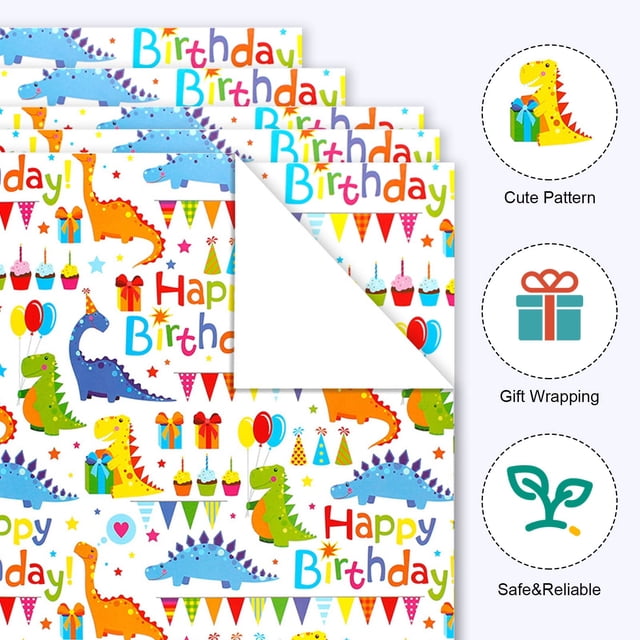 Wosthever Rollo de envoltura de textura delicada, línea suave y patrón impreso claro, rollo de envoltura de regalo, 6 pack/lote Kits de decoración para fiestas