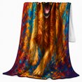 thumbnail image 2 of Golden Retriever On Sofa With Pumpkins And Bat Halloween Scene Colorful Painterly Art Flannel Blanket For Dog Fans, Soft Cozy Home Decor For Living Room Bedroom Halloween Gift, 2 of 9