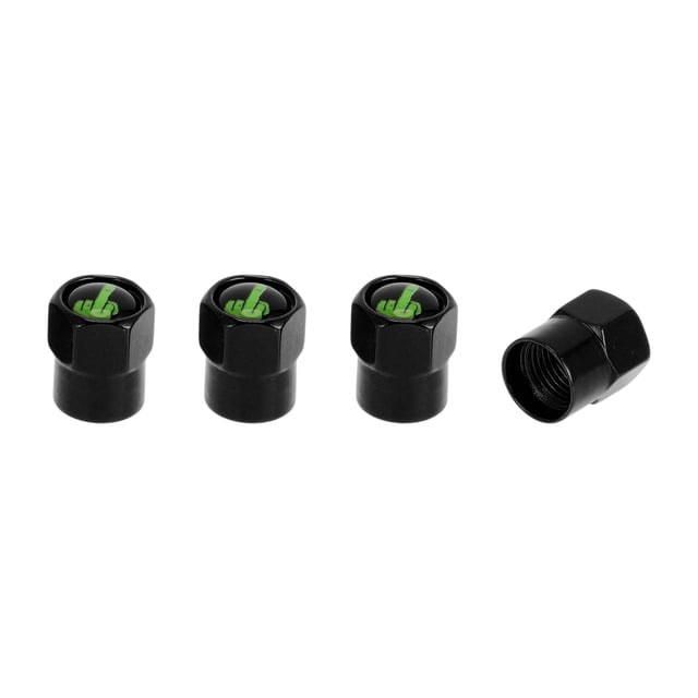 4 Pcs Tapones de Vástago de Válvula de Neumático con Patrón de Dedo para Cubiertas de Válvula de Neumático de Coche Decorativas de Aleación de Aluminio Goma Negra Verde 8x12mm